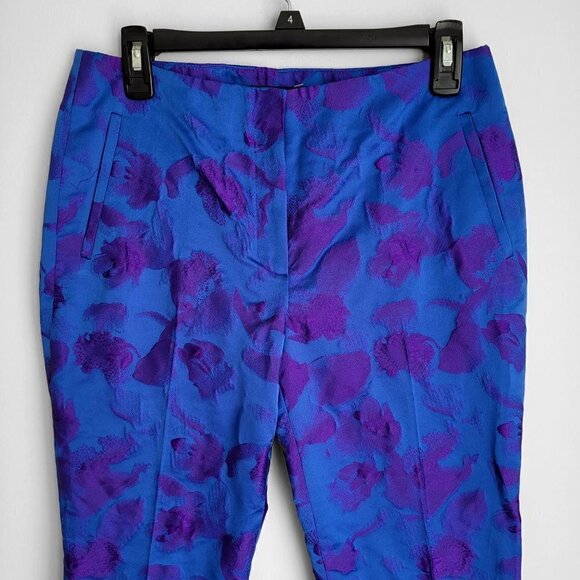 NWT Elie Tahari Melissa Ultraviolet Jacquard Straight Leg Cropped Pants - Picture 3 of 10